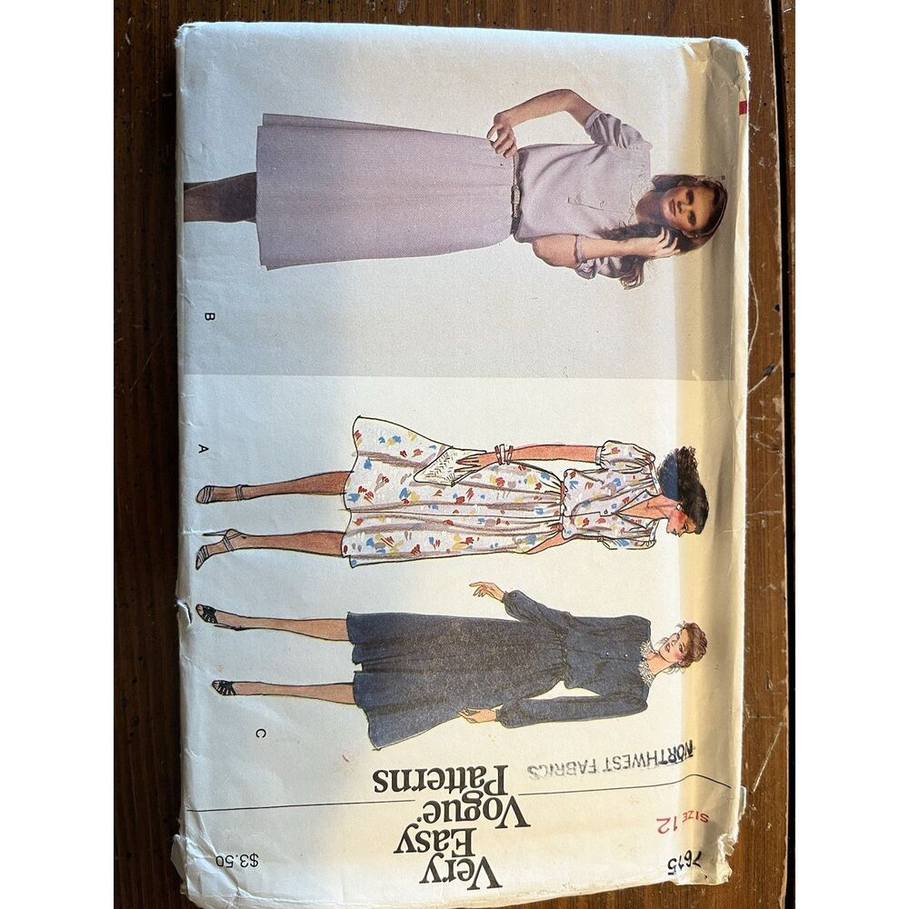 Vintage Vogue Very Easy Pattern #7615 Size 12 Dress